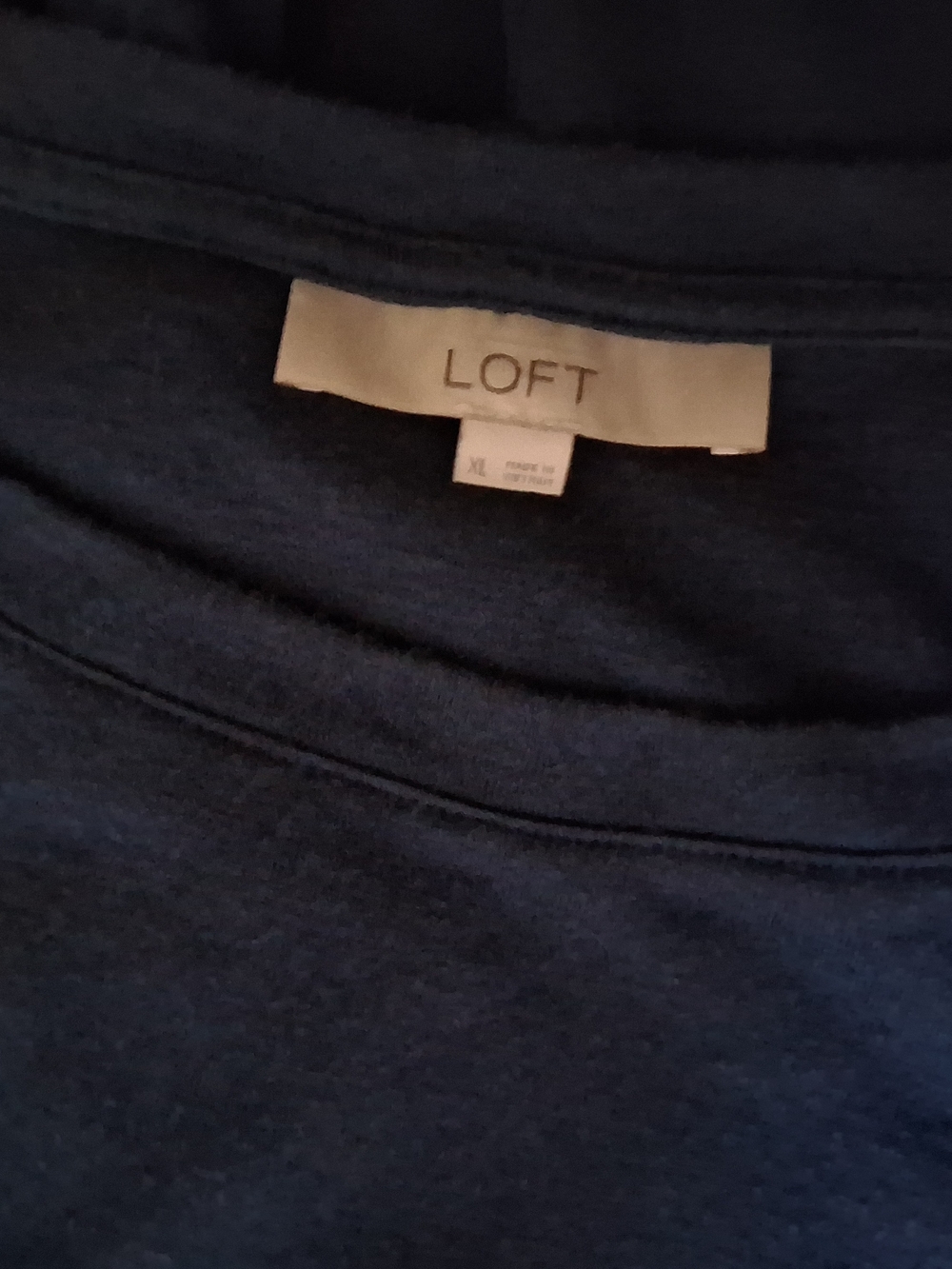 LOFT Navy Long Sleeve Relaxed Crewneck Top - Picture 2 of 3